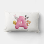 Coussin Rectangle Cute 3D Pink Balloon Letter A with Forest Animals  (Recto)