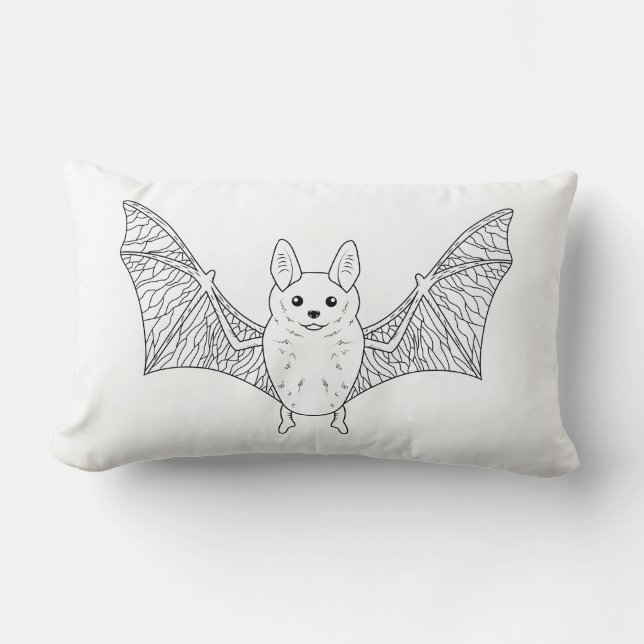 Coussin Rectangle Cute Bat Minimal Line Art Moderne Halloween (Recto)