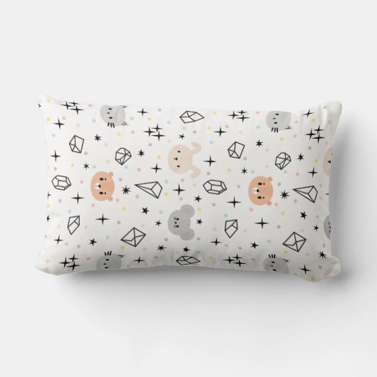Coussin Rectangle Cute Bear Motif - Kawaii Pastel Animal Design (Verso)