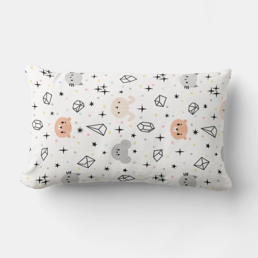 Coussin Rectangle Cute Bear Motif - Kawaii Pastel Animal Design (Recto)