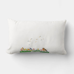 Coussin Rectangle Cute Birds & Wildflowers Cushion Colorful Bird G