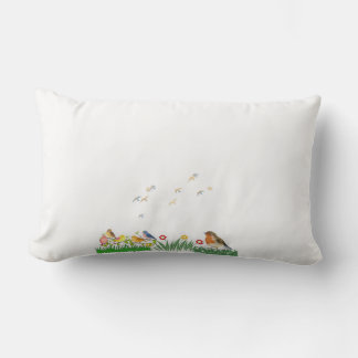 Coussin Rectangle Cute Birds & Wildflowers Cushion | Colorful Bird G