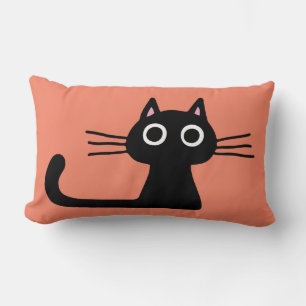 Coussin Rectangle Cute Black Kitty Chat bizarre avec de longs Whis