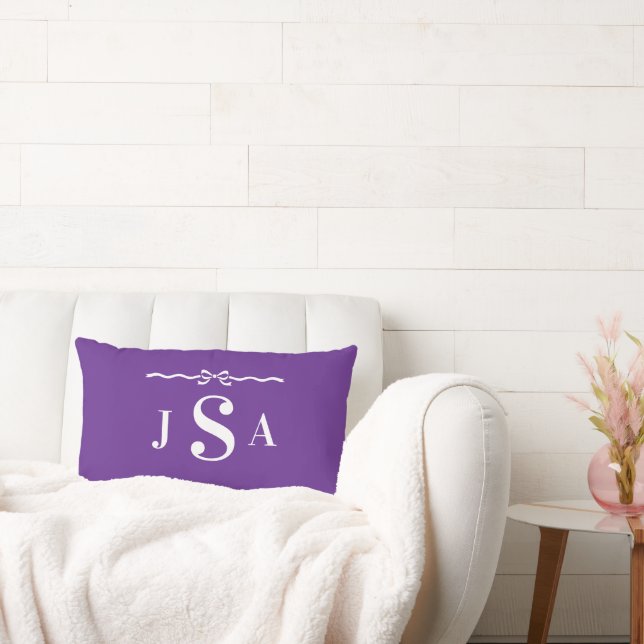 Coussin Rectangle Cute Bow Border Custom Monogram Throw Pillow (Canapé)