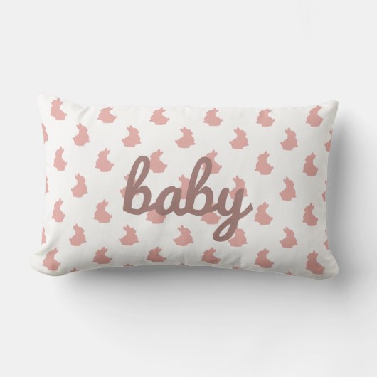 Coussin Rectangle Cute Bunny Blush rose Baby Nursery (Recto)