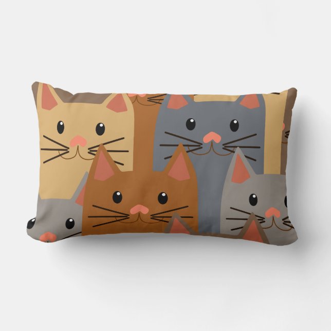 Coussin Rectangle Cute Cats Colorful Cat Visage Collage (Recto)