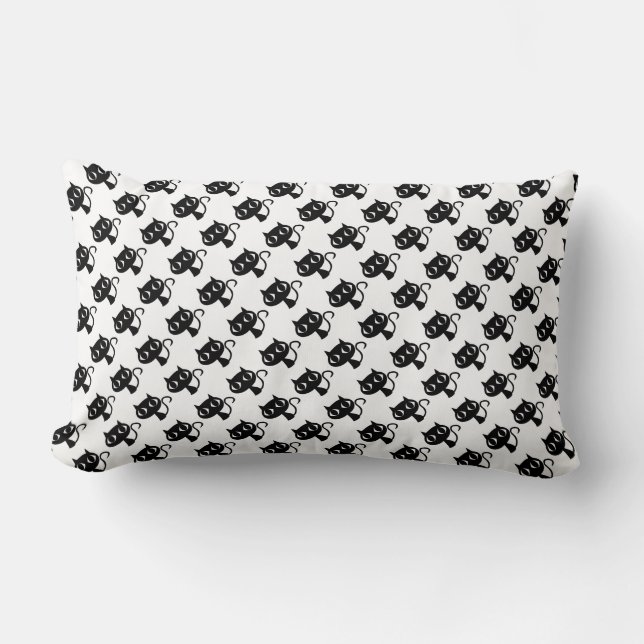 Coussin Rectangle Cute chats blancs noirs motifs (Recto)