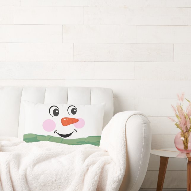 Coussin Rectangle Cute Custom Snowman avec foulard vert (Canapé)