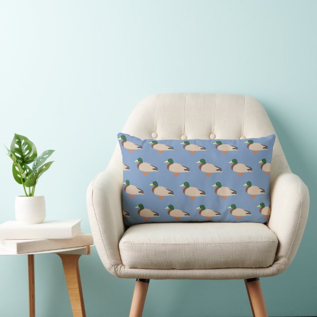 Coussin Rectangle Cute Duck Pattern on Blue (Chaise)