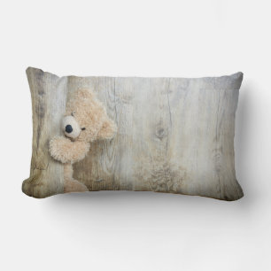Coussin Rectangle Cute Encaissé Ours Rustique Bois Bois Lumbar Couss
