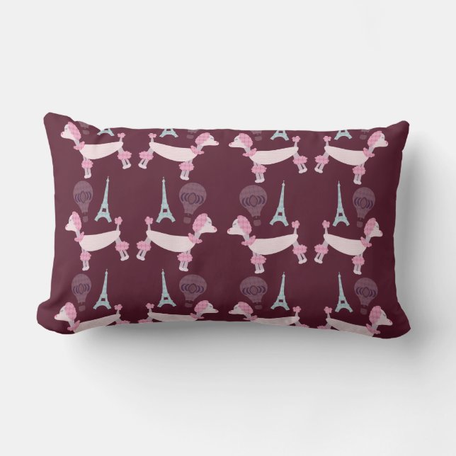 Coussin Rectangle Cute Fifties Paris Poodle Motif (Recto)