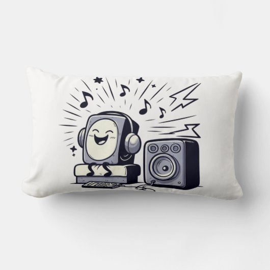 Coussin Rectangle Cute Music Lover – Fun Cartoon Music Pillow 02 (Recto)