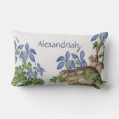 Coussin Rectangle Cute Nursery Blue Floral Lapin Aquarelle Bunny (Verso)
