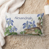 Coussin Rectangle Cute Nursery Blue Floral Lapin Aquarelle Bunny (Couverture)