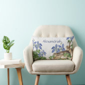 Coussin Rectangle Cute Nursery Blue Floral Lapin Aquarelle Bunny (Chaise)