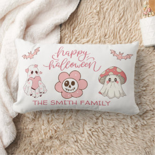Coussin Rectangle Cute Pastel Halloween Fantôme rose