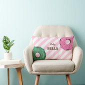 Coussin Rectangle Cute Pink & Green Donut Baby Throw Pillow (Chaise)