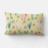 Coussin Rectangle Cute Pink lamas et cactus vert Personnalisé (Verso)