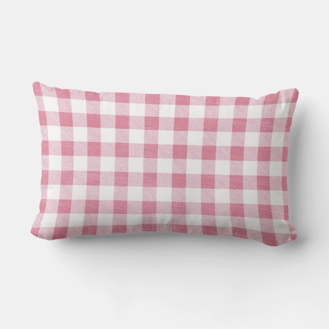 Coussin Rectangle Cute Preppy Rose En vichy Motif Plaid (Verso)