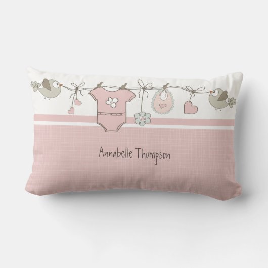 Coussin Rectangle Cute Rose Baby Clothesline Brith Statistiques (Verso)