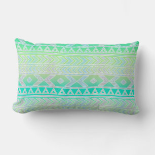 Coussin Rectangle Cute vert et Turquoise Aztec Motif stylé