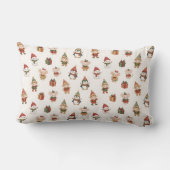 Coussin Rectangle Cute Watercolor Christmas Pattern - Elves Penguins (Verso)