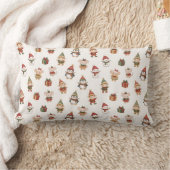 Coussin Rectangle Cute Watercolor Christmas Pattern - Elves Penguins (Couverture)