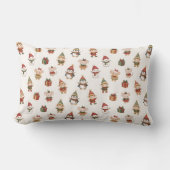 Coussin Rectangle Cute Watercolor Christmas Pattern - Elves Penguins (Recto)