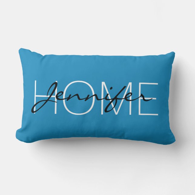 Coussin Rectangle Cyan cornflower bleu couleur maison monogramme (Recto)