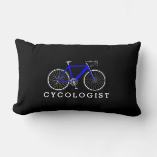 Coussin Rectangle Cycologiste Bicyclette Bleue Sur Noir