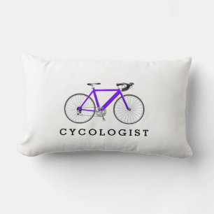 Coussin Rectangle Cycologiste Bicyclette violet sur blanc