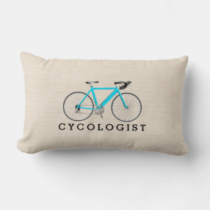 Coussin Rectangle Cycologiste Turquoise Vélo Sur Beige