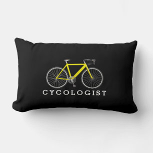 Coussin Rectangle Cycologiste Vélo Jaune Sur Noir