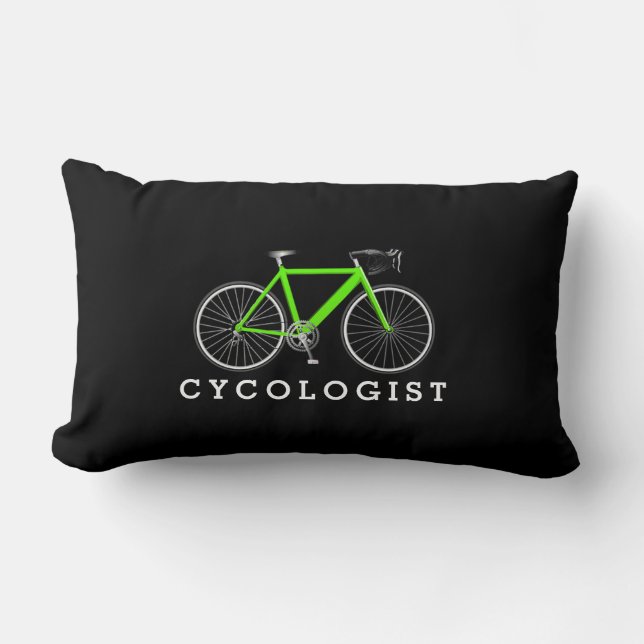 Coussin Rectangle Cycologiste Vélo Vert Sur Noir (Recto)