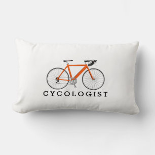 Coussin Rectangle Cycologue Orange Bicyclette Sur Blanc