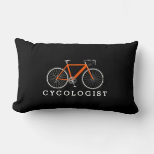 Coussin Rectangle Cycologue Orange Bicyclette Sur Noir