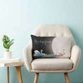 Coussin Rectangle Cygnes blancs et lune (Chaise)