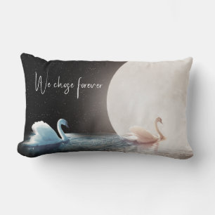 Coussin Rectangle Cygnes blancs et lune