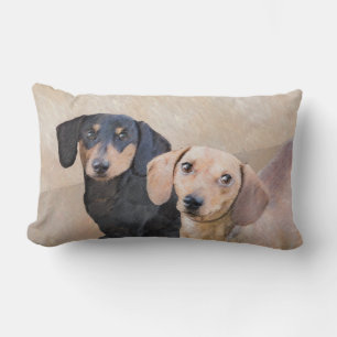 Coussin Rectangle Dachshund (Smooth) Peinture - Art Chien original