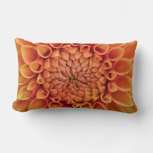 Coussin Rectangle Dahlia fleur orange centre