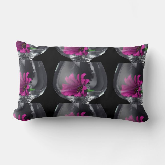Coussin Rectangle Daisy Rose De Près Dans Un Verre À Vin (Recto)