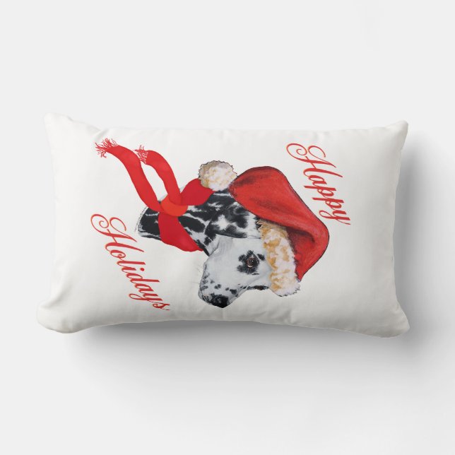 Coussin Rectangle Dalmatien Joyeuses Fêtes (Recto)