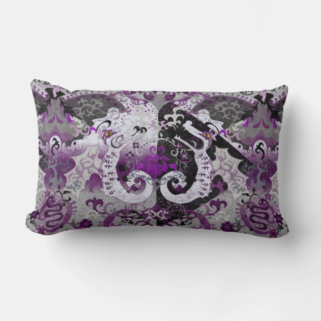 Coussin Rectangle Damas de dragon désisexuel - Couleurs de drapeau d (Recto)