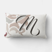 Coussin Rectangle Damas floral taupe Rose monogramme (Recto)