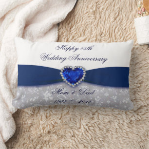 Coussin Rectangle Damask 45e anniversaire de Mariage Jeu d'oreiller