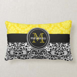 Coussin Rectangle Damassé jaune noire élégante personnalisée