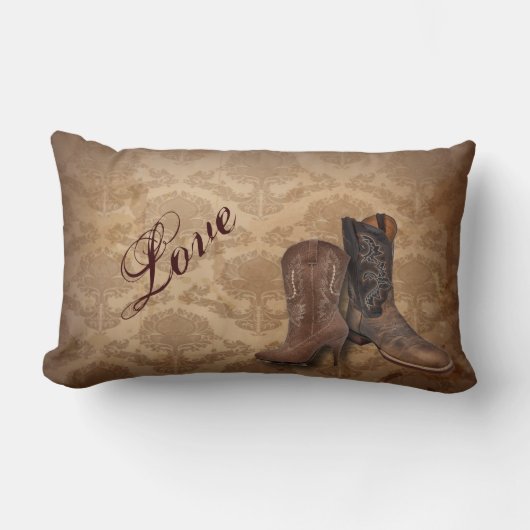 Coussin Rectangle damassé rustique Western Cowboy mariage (Recto)