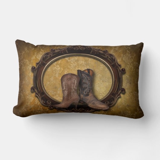 Coussin Rectangle damassé rustique Western Cowboy mariage (Recto)