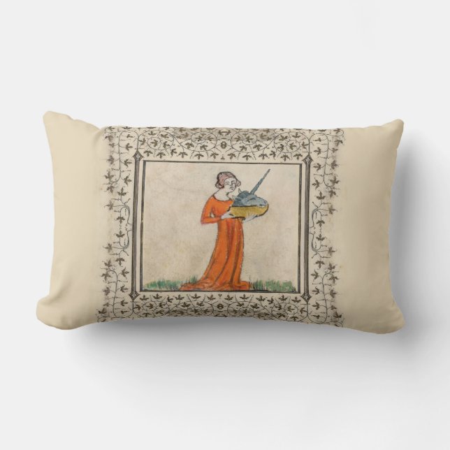 Coussin Rectangle Dame avec une tête de licorne (Recto)