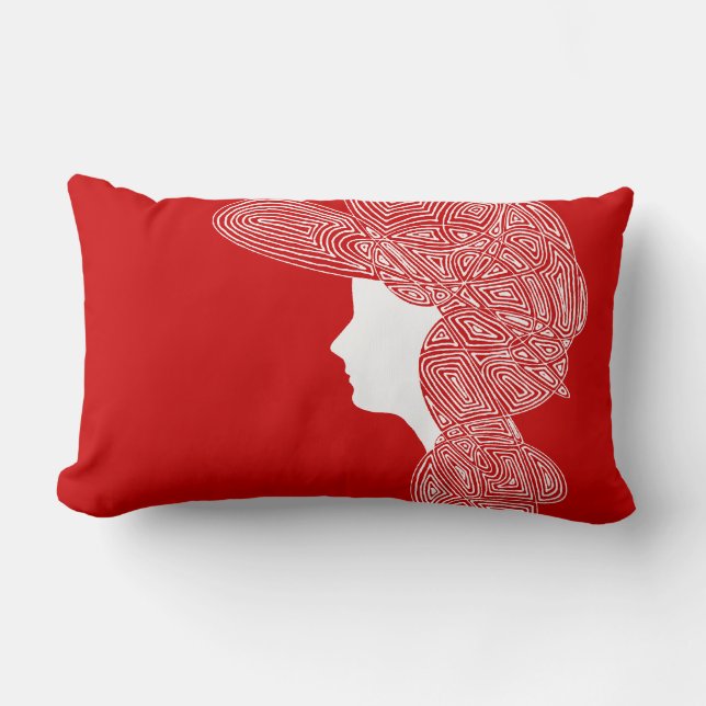 Coussin Rectangle Dame rouge (Recto)